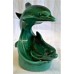 POOLE POTTERY DOLPHIN – SMALL DOUBLE DOLPHIN FIGURE – Poole Studio Factory Trial in Unusual High-Fired Green Colourway 
